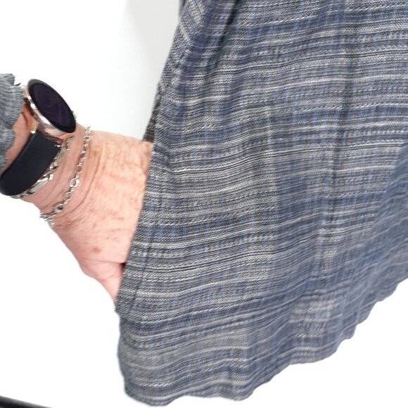 EILEEN FISHER Womens Plus Size 1X Striped 100% Organic Linen Button Down Tunic - Picture 5 of 14